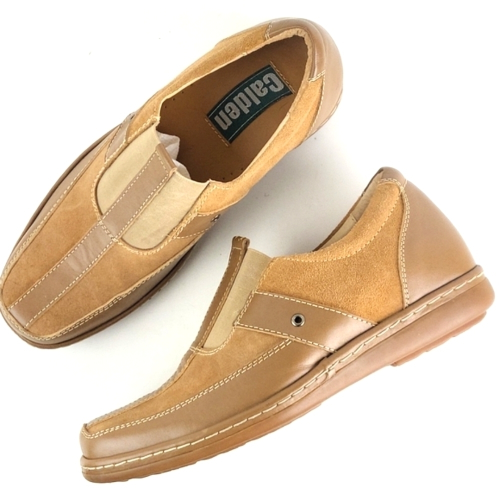 Calden Suede Leather Slip-on Casual Loafer Elevator Shoe Tan Men's Size 7